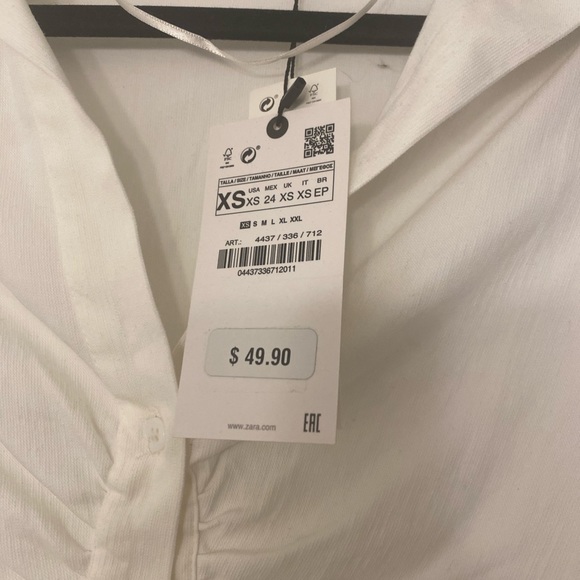 Zara White Rouged Button Down Shirt - Picture 3 of 3
